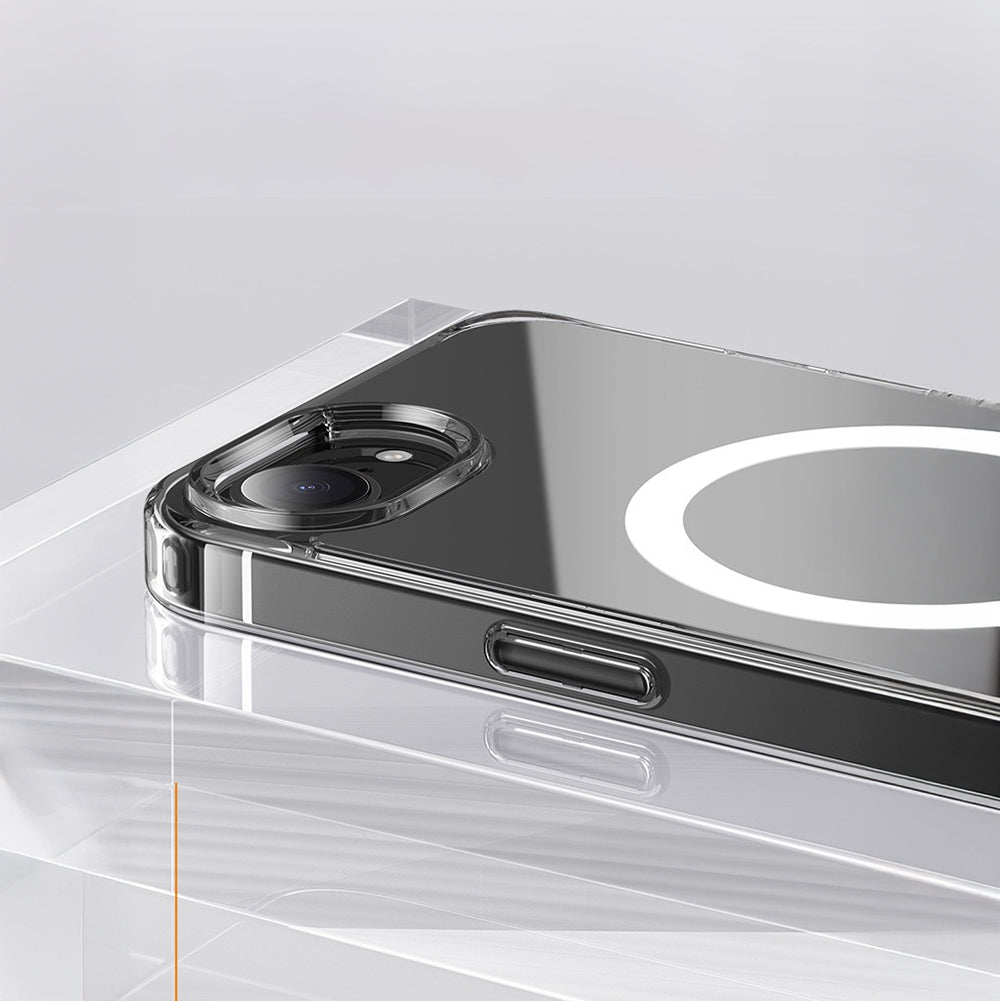 Apple iPhone 17E Kılıf M-safe Şarj Özellikli Şeffaf Sert PC Embos Kapak Şeffaf