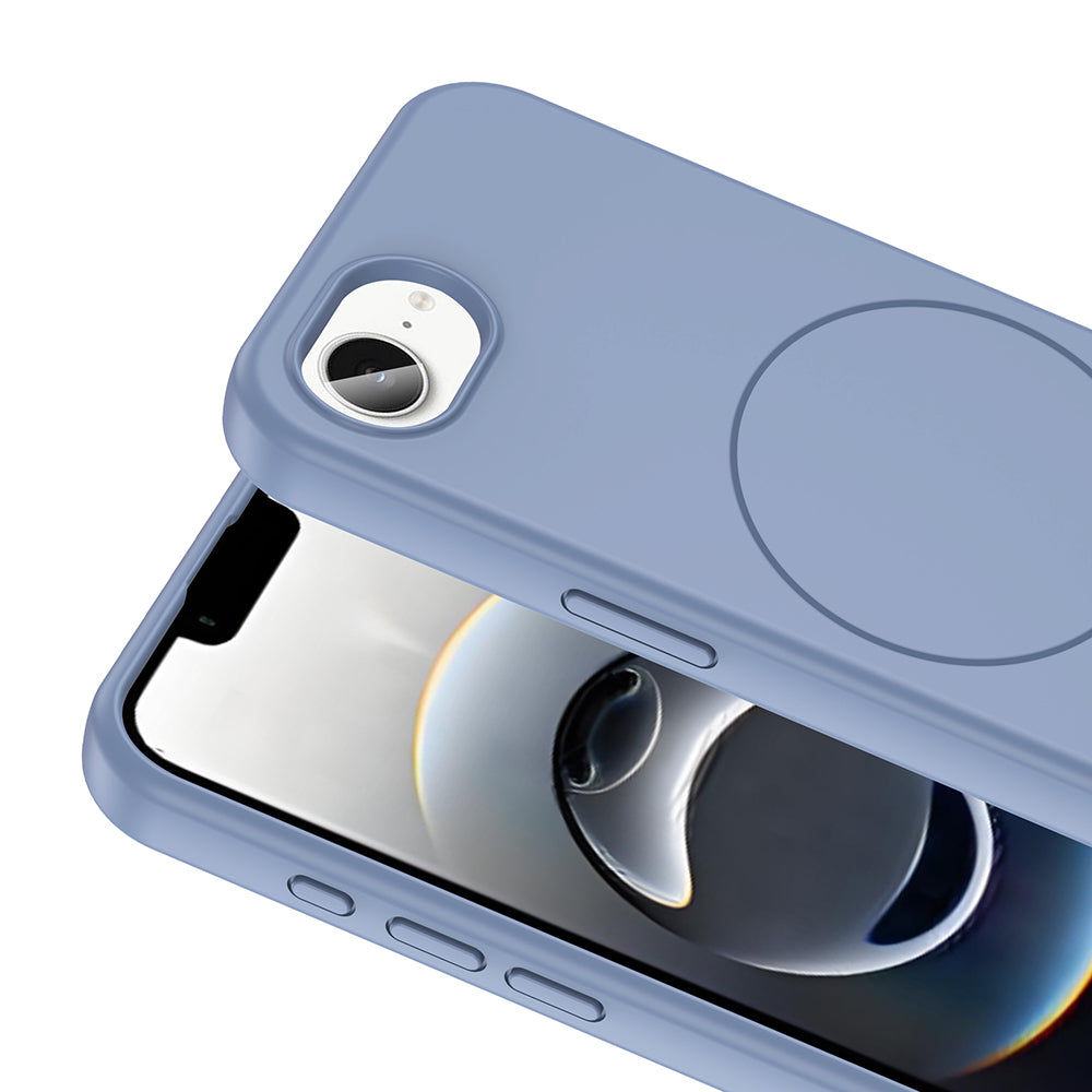 Apple iPhone 17E Kılıf M-safe Şarj Özellikli Sıvı Teknolojili Silinebilir Sert Kivi Kapak Lavendery Gray