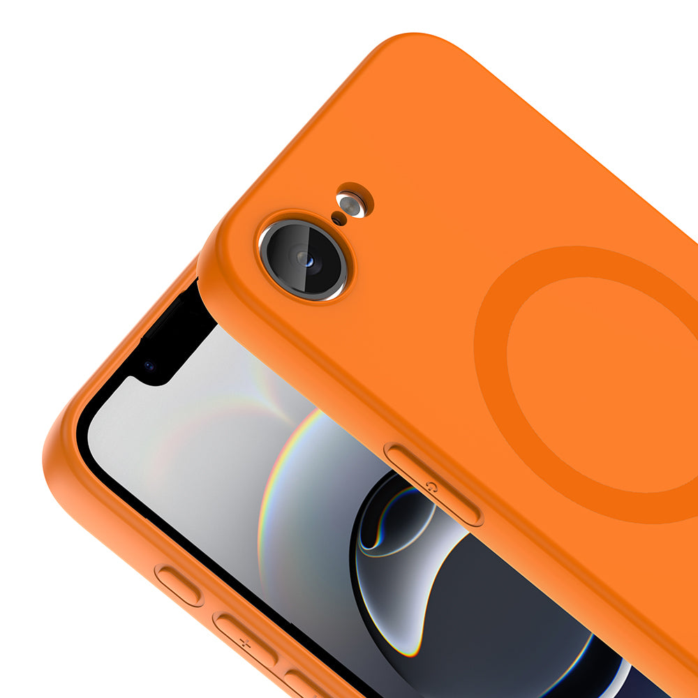 Apple iPhone 17E Kılıf M-Safe Şarj Özellikli Zore Aris Silikon Kapak Turuncu