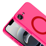 Apple iPhone 17E Kılıf M-Safe Şarj Özellikli Zore Aris Silikon Kapak Koyu Pembe