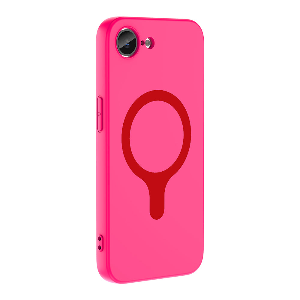 Apple iPhone 17E Kılıf M-Safe Şarj Özellikli Zore Aris Silikon Kapak Koyu Pembe