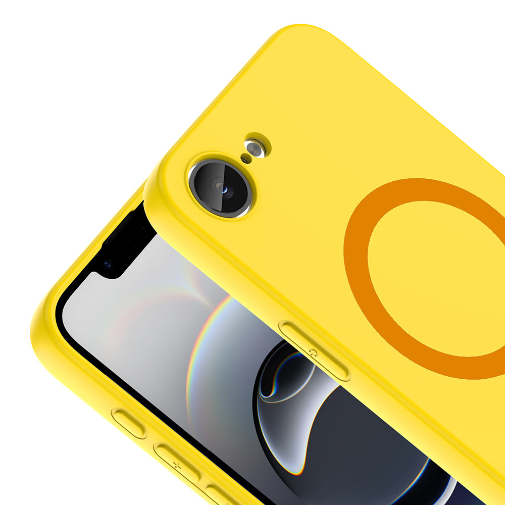 Apple iPhone 17E Kılıf M-Safe Şarj Özellikli Zore Aris Silikon Kapak Sarı