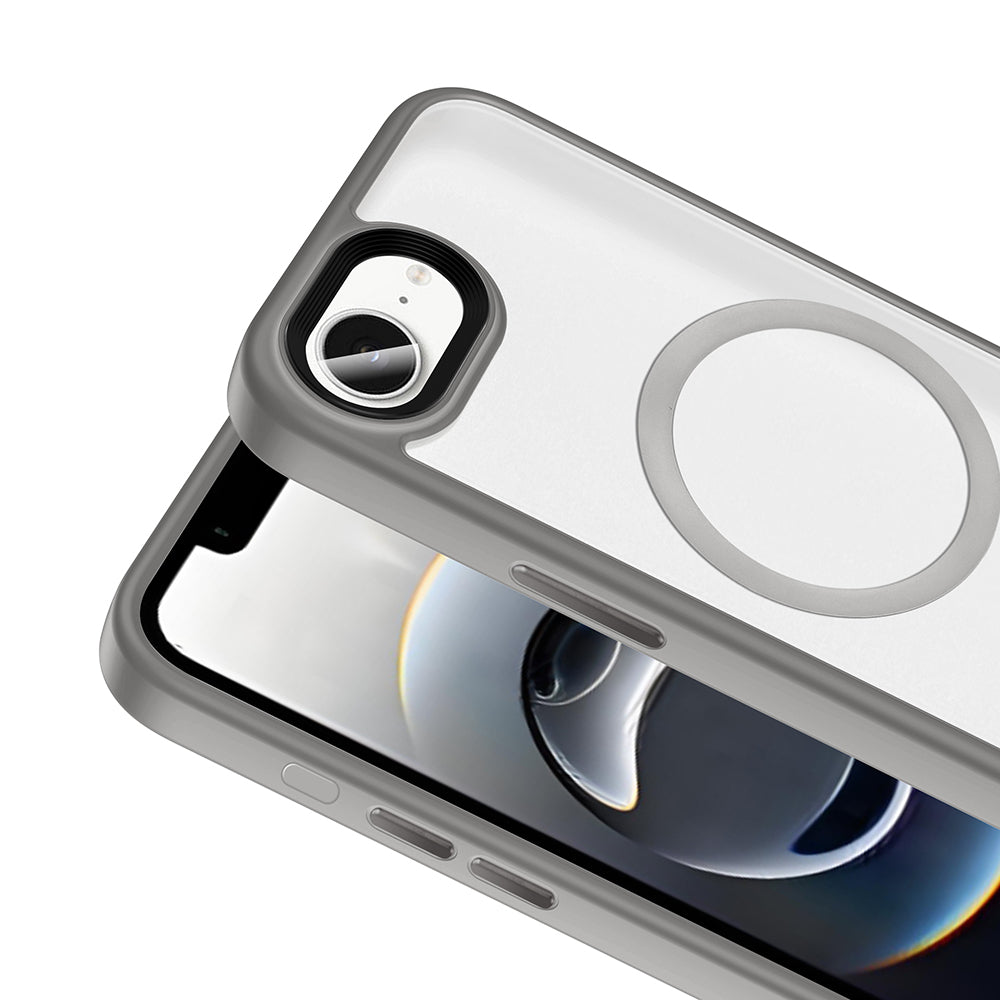 Apple iPhone 17E Kılıf Mat Arka Yüzey Wireless Şarj Özellikli Flet M-safe Kapak Lacivert