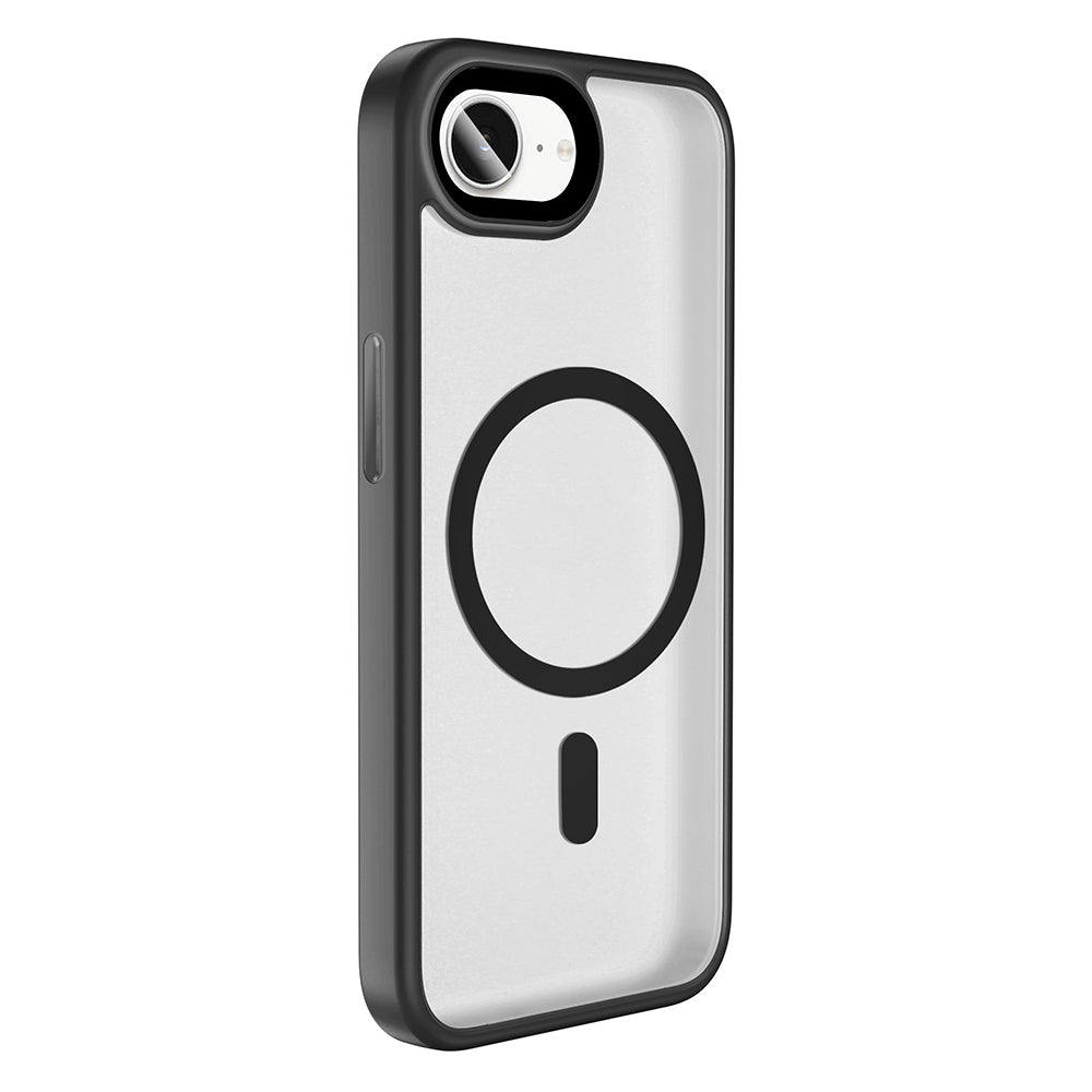Apple iPhone 17E Kılıf Mat Arka Yüzey Wireless Şarj Özellikli Flet M-safe Kapak Lacivert