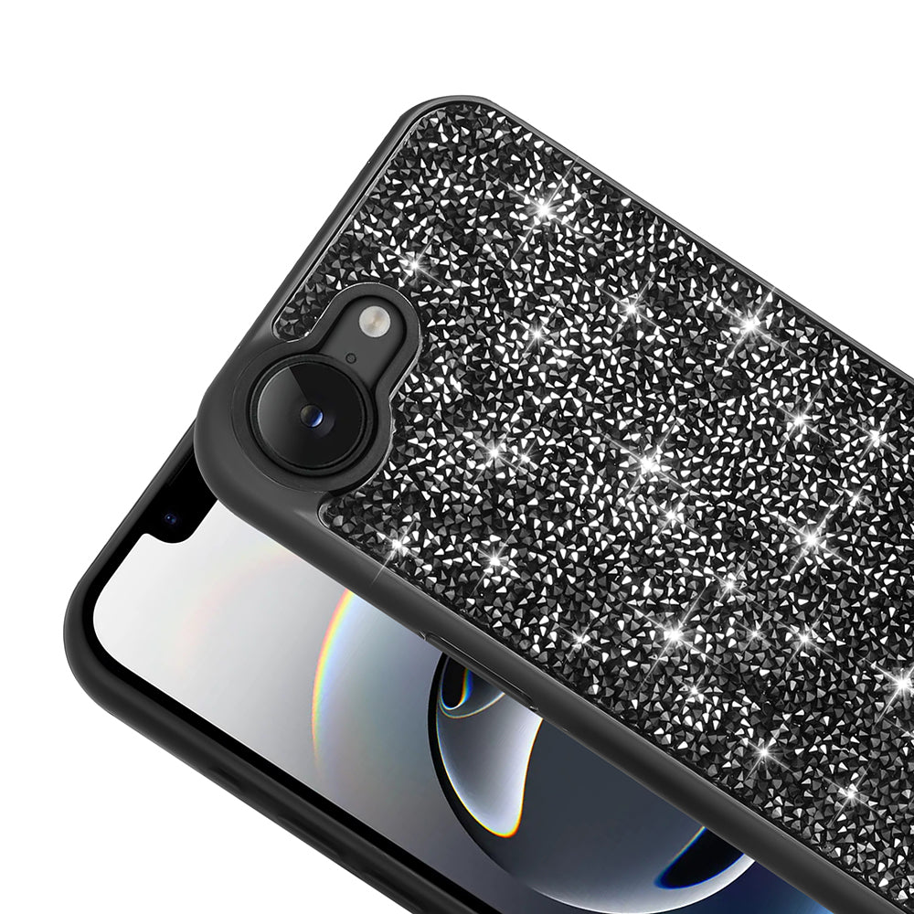 Apple iPhone 17E Kılıf Parlak Taşlı Tasarım Pırlanta Kapak Siyah
