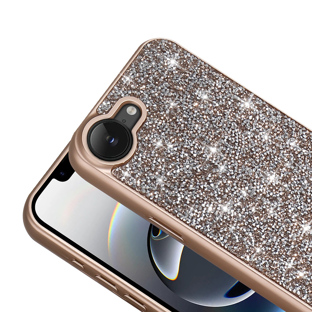 Apple iPhone 17E Kılıf Parlak Taşlı Tasarım Pırlanta Kapak Beyaz