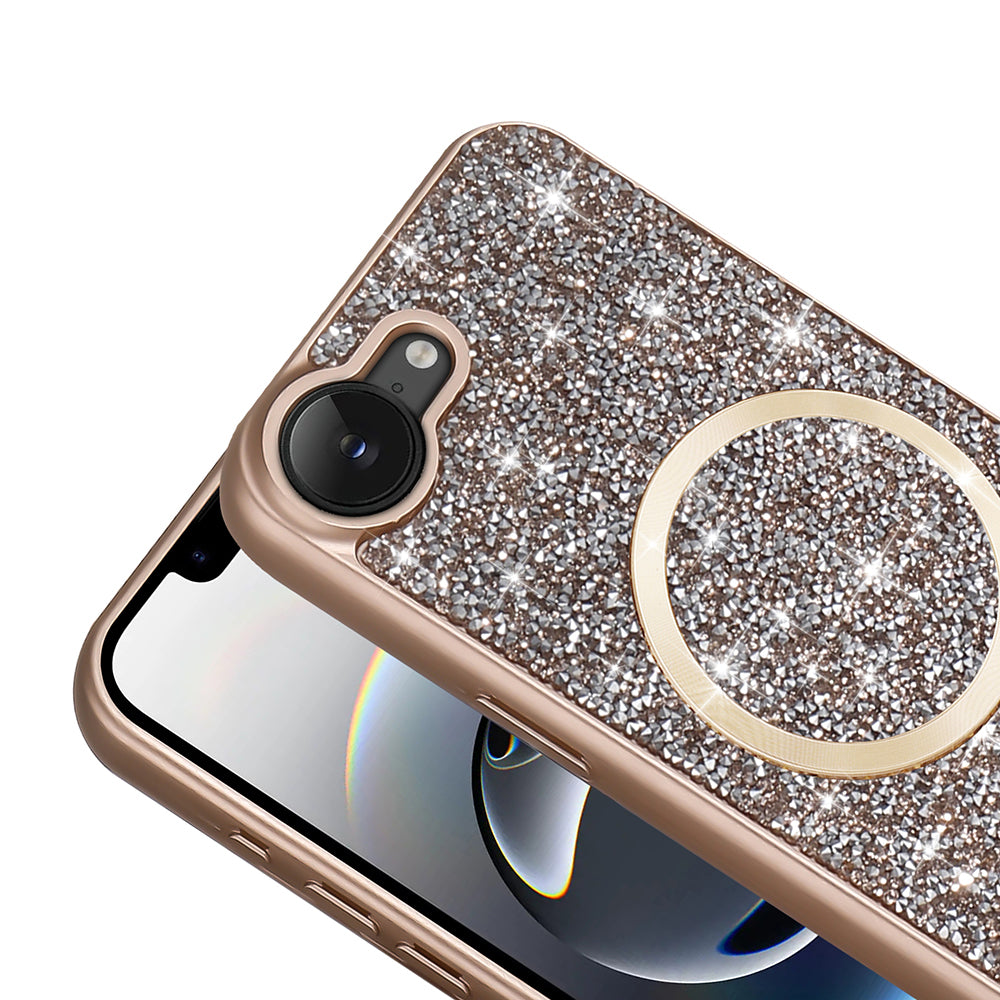 Apple iPhone 17E Kılıf Pırlanta Tasarımlı M-safe Şarj Özellikli Mozaik Silikon Kapak Siyah