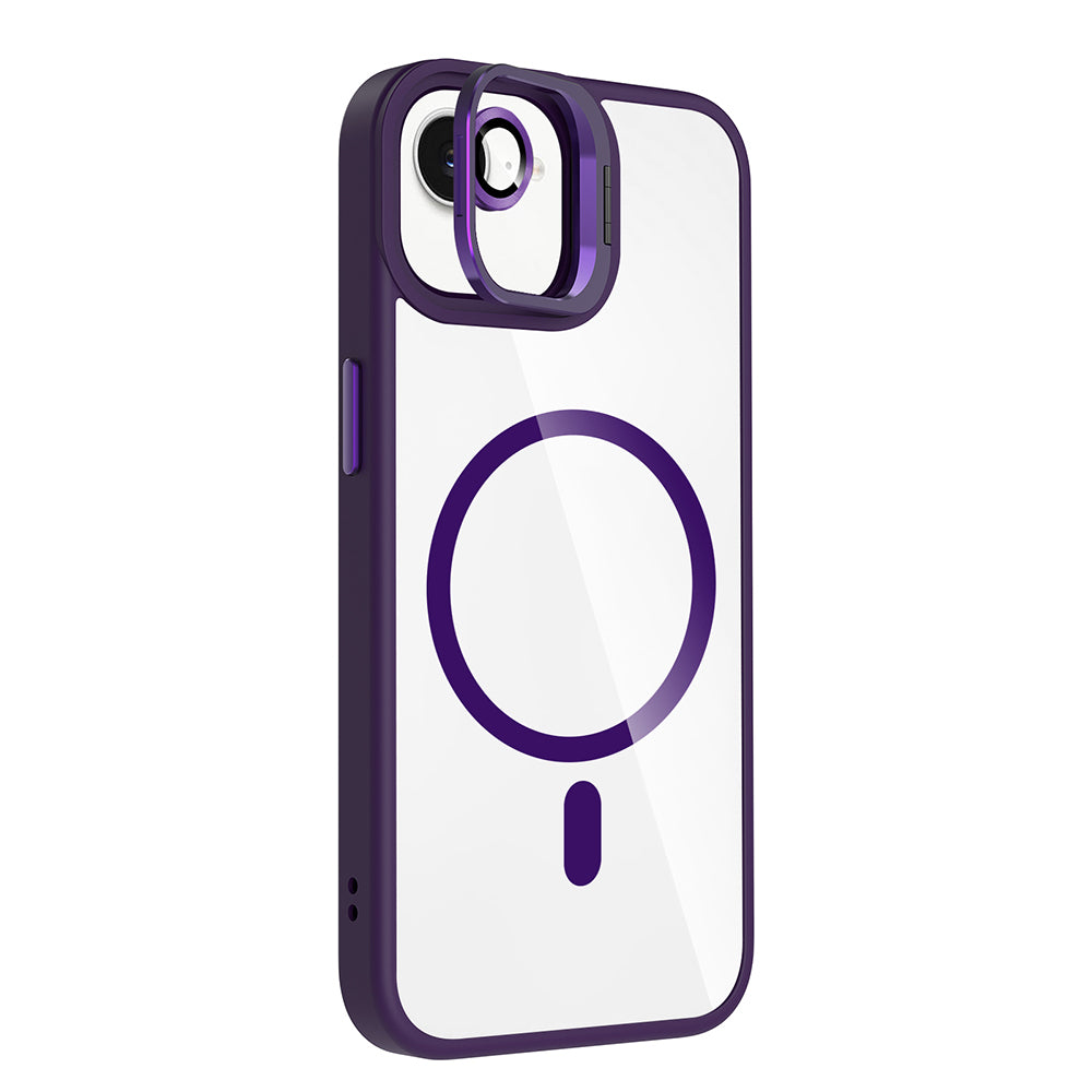 Apple iPhone 17E Kılıf Standlı ve Kamera Lens Hediyeli M-Safe Şarj Özellikli Etro Kapak Desert Titanyum