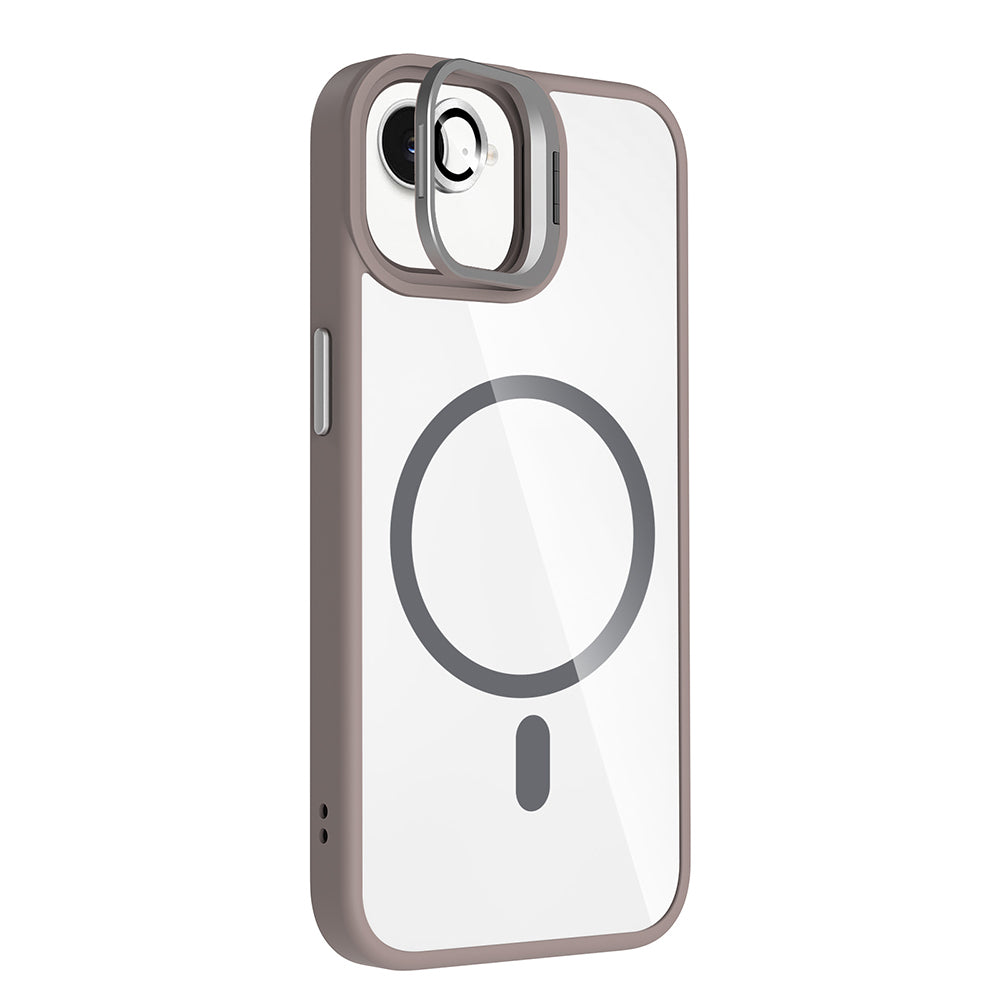 Apple iPhone 17E Kılıf Standlı ve Kamera Lens Hediyeli M-Safe Şarj Özellikli Etro Kapak Desert Titanyum