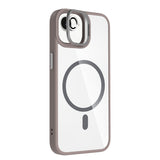 Apple iPhone 17E Kılıf Standlı ve Kamera Lens Hediyeli M-Safe Şarj Özellikli Etro Kapak Desert Titanyum