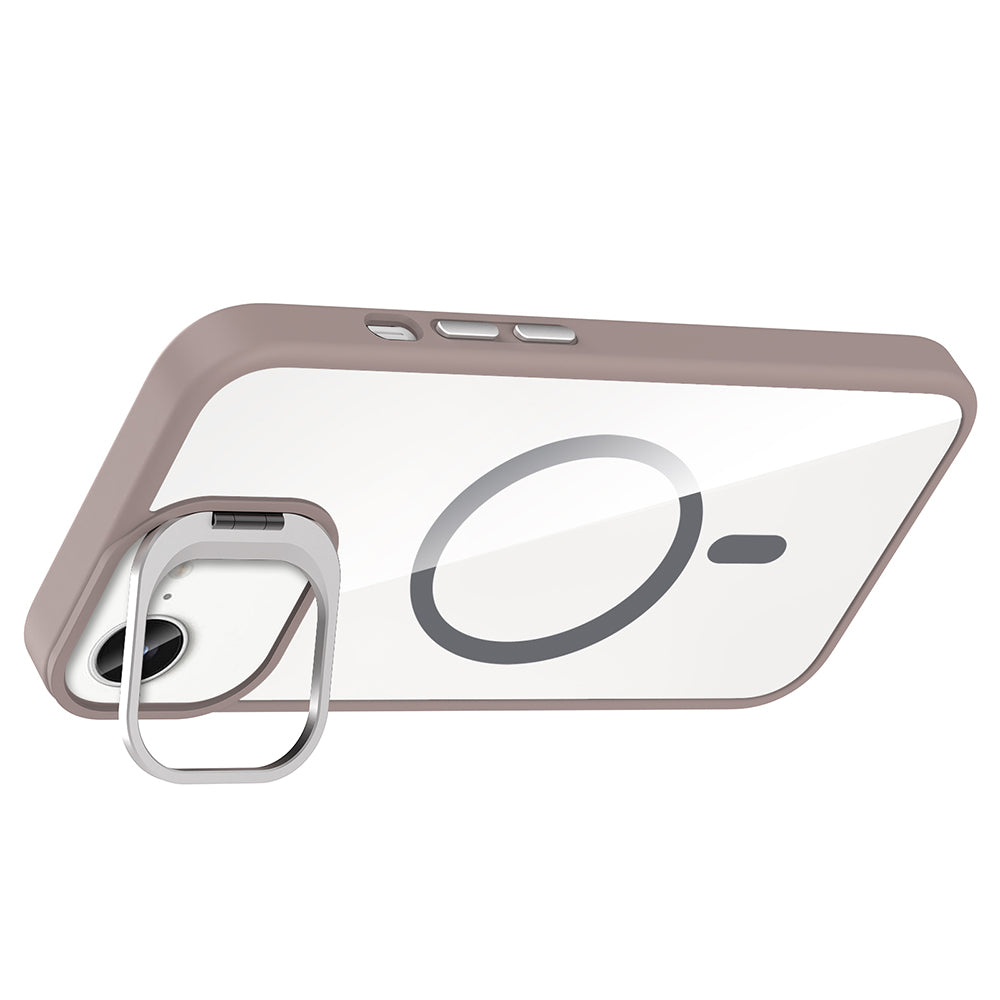 Apple iPhone 17E Kılıf Standlı ve Kamera Lens Hediyeli M-Safe Şarj Özellikli Etro Kapak Derin Mor