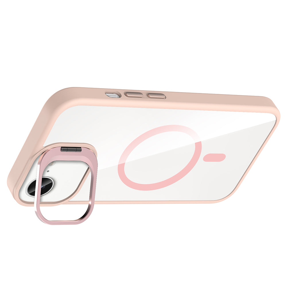 Apple iPhone 17E Kılıf Standlı ve Kamera Lens Hediyeli M-Safe Şarj Özellikli Etro Kapak Desert Titanyum