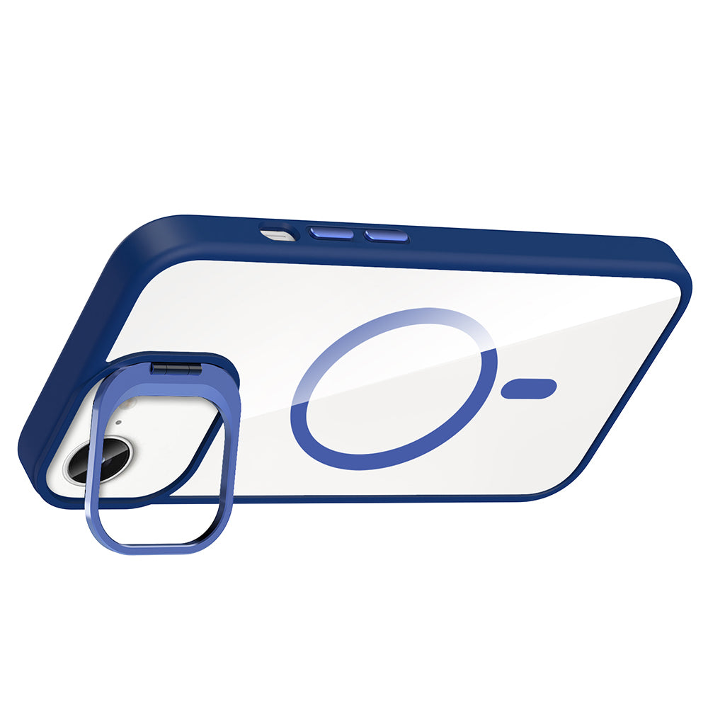 Apple iPhone 17E Kılıf Standlı ve Kamera Lens Hediyeli M-Safe Şarj Özellikli Etro Kapak Pembe