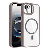 Apple iPhone 17E Kılıf Standlı ve Kamera Lens Hediyeli M-Safe Şarj Özellikli Etro Kapak Gri