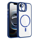 Apple iPhone 17E Kılıf Standlı ve Kamera Lens Hediyeli M-Safe Şarj Özellikli Etro Kapak Lacivert