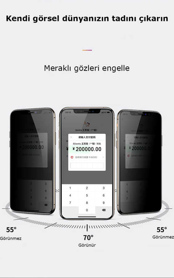 Apple iPhone 17E Kor Privacy Cam Ekran Koruyucu Siyah