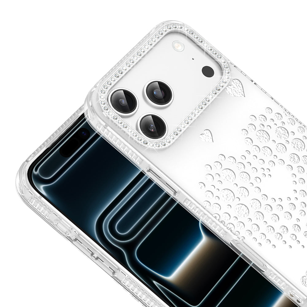 Apple iPhone 18 Pro Kılıf Damla Taşlı Zore Rivas Sert PC Kapak Beyaz