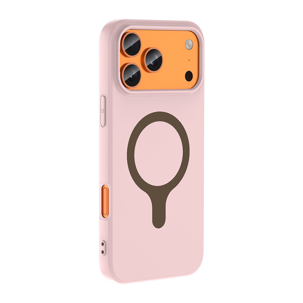Apple iPhone 18 Pro Kılıf M-Safe Şarj Özellikli Zore Aris Silikon Kapak Açık Pembe