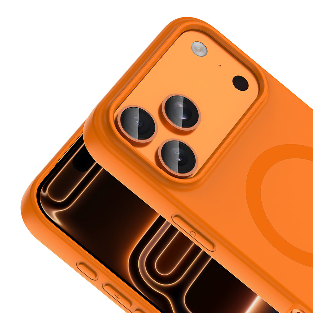 Apple iPhone 18 Pro Kılıf M-Safe Şarj Özellikli Zore Aris Silikon Kapak Turuncu