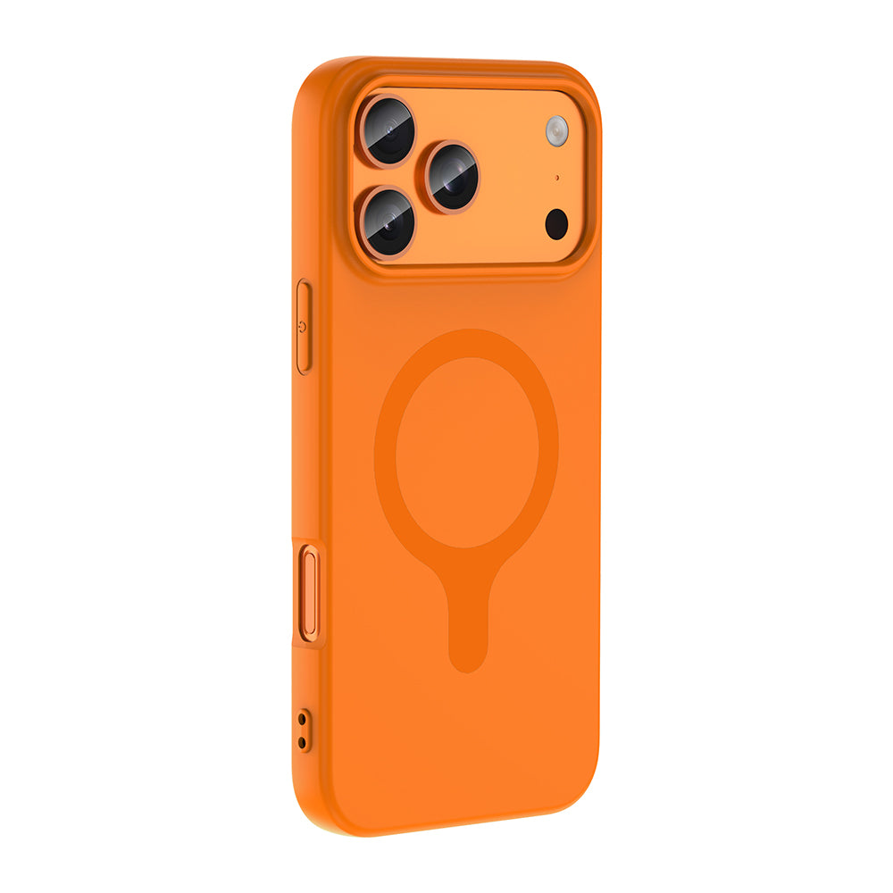 Apple iPhone 18 Pro Kılıf M-Safe Şarj Özellikli Zore Aris Silikon Kapak Turuncu