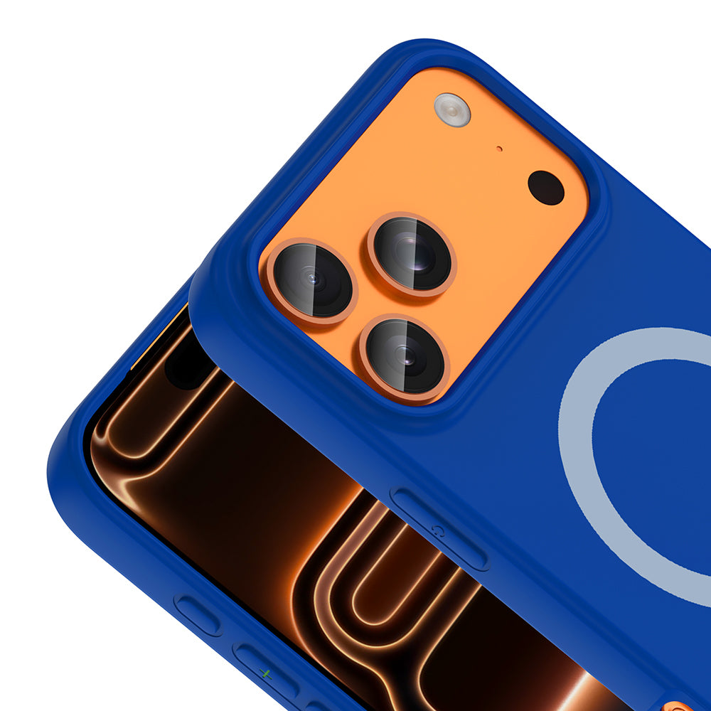 Apple iPhone 18 Pro Kılıf M-Safe Şarj Özellikli Zore Aris Silikon Kapak Saks Mavi