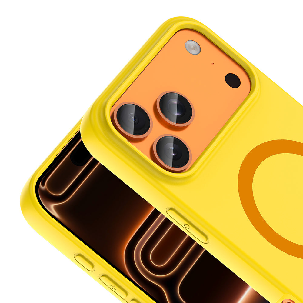 Apple iPhone 18 Pro Kılıf M-Safe Şarj Özellikli Zore Aris Silikon Kapak Sarı