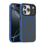Apple iPhone 18 Pro Kılıf Mat Arka Yüzey Wireless Şarj Özellikli Zore Flet M-safe Kapak Lacivert