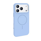 Apple iPhone 18 Pro Max Kılıf M-Safe Şarj Özellikli Metal Kamera Çerçeveli Zore Edi Silikon Kapak Açık Mavi