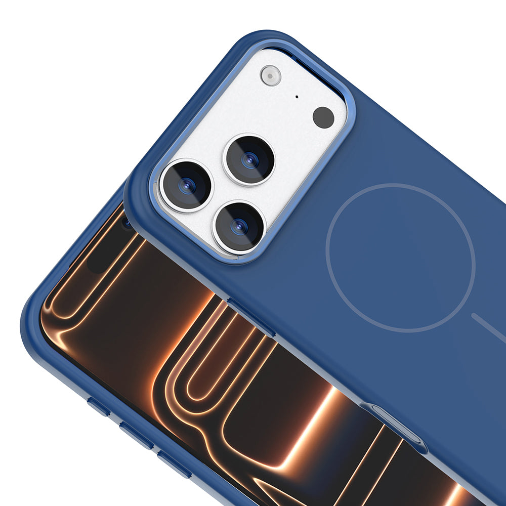 Apple iPhone 18 Pro Max Kılıf M-Safe Şarj Özellikli Metal Kamera Çerçeveli Zore Edi Silikon Kapak Mor