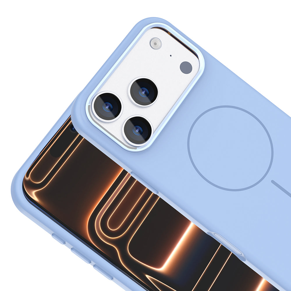 Apple iPhone 18 Pro Max Kılıf M-Safe Şarj Özellikli Metal Kamera Çerçeveli Zore Edi Silikon Kapak Lacivert