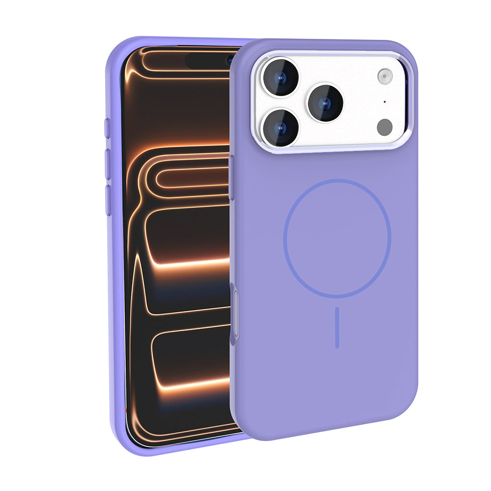 Apple iPhone 18 Pro Max Kılıf M-Safe Şarj Özellikli Metal Kamera Çerçeveli Zore Edi Silikon Kapak Lila