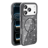 Apple iPhone 18 Pro Max Kılıf M-safe Şarj Özellikli Parlayan Simli Zore Okso Kapak Siyah