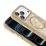 Apple iPhone 18 Pro Max Kılıf M-safe Şarj Özellikli Parlayan Simli Zore Okso Kapak Gold