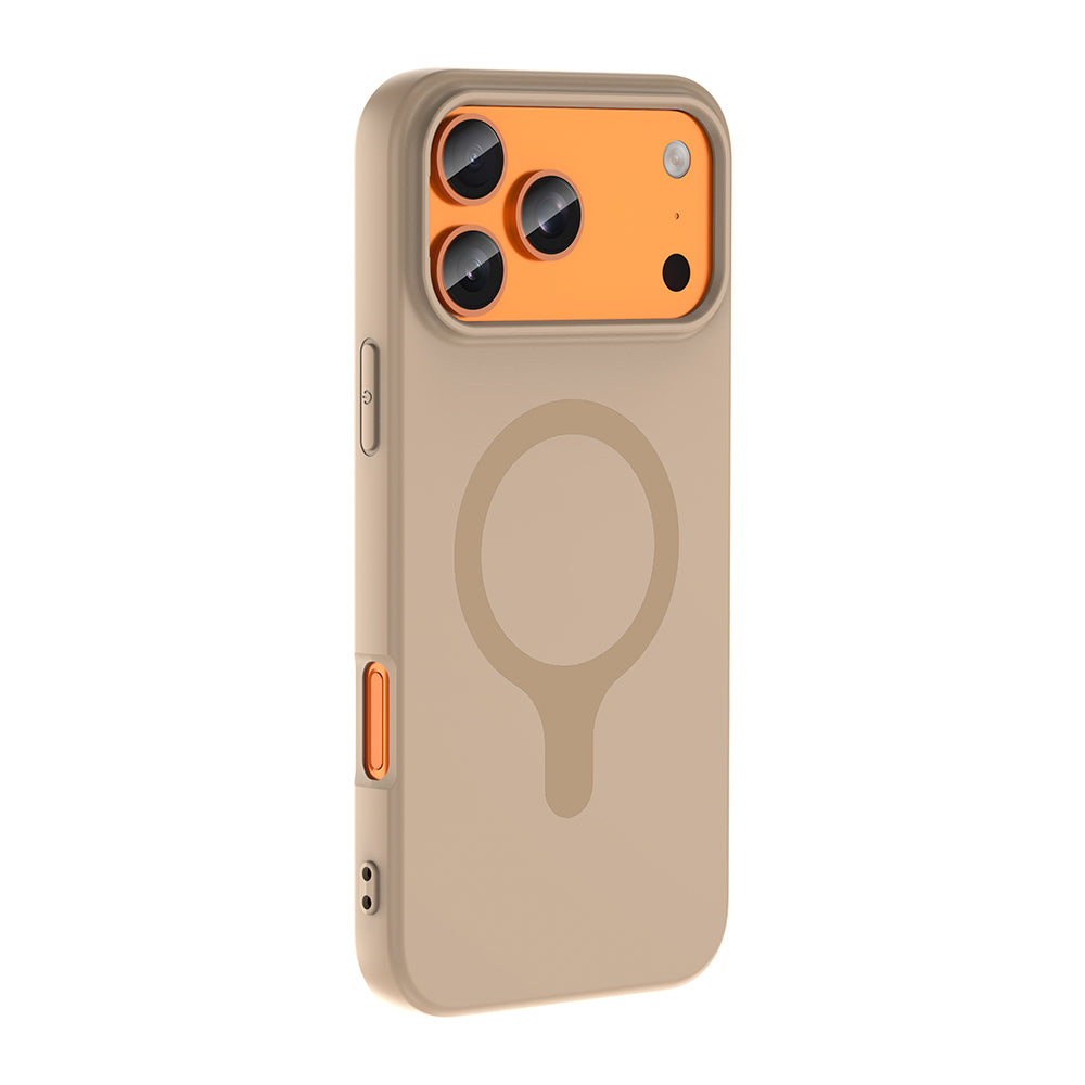 Apple iPhone 18 Pro Max Kılıf M-Safe Şarj Özellikli Zore Aris Silikon Kapak Krem