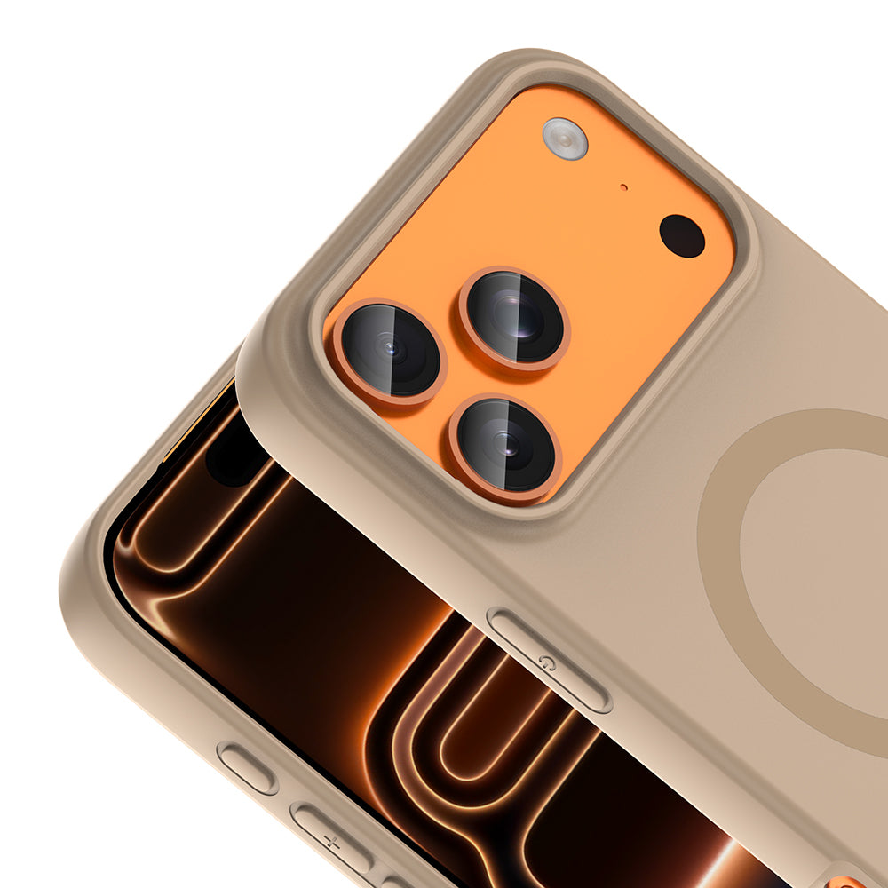 Apple iPhone 18 Pro Max Kılıf M-Safe Şarj Özellikli Zore Aris Silikon Kapak Krem
