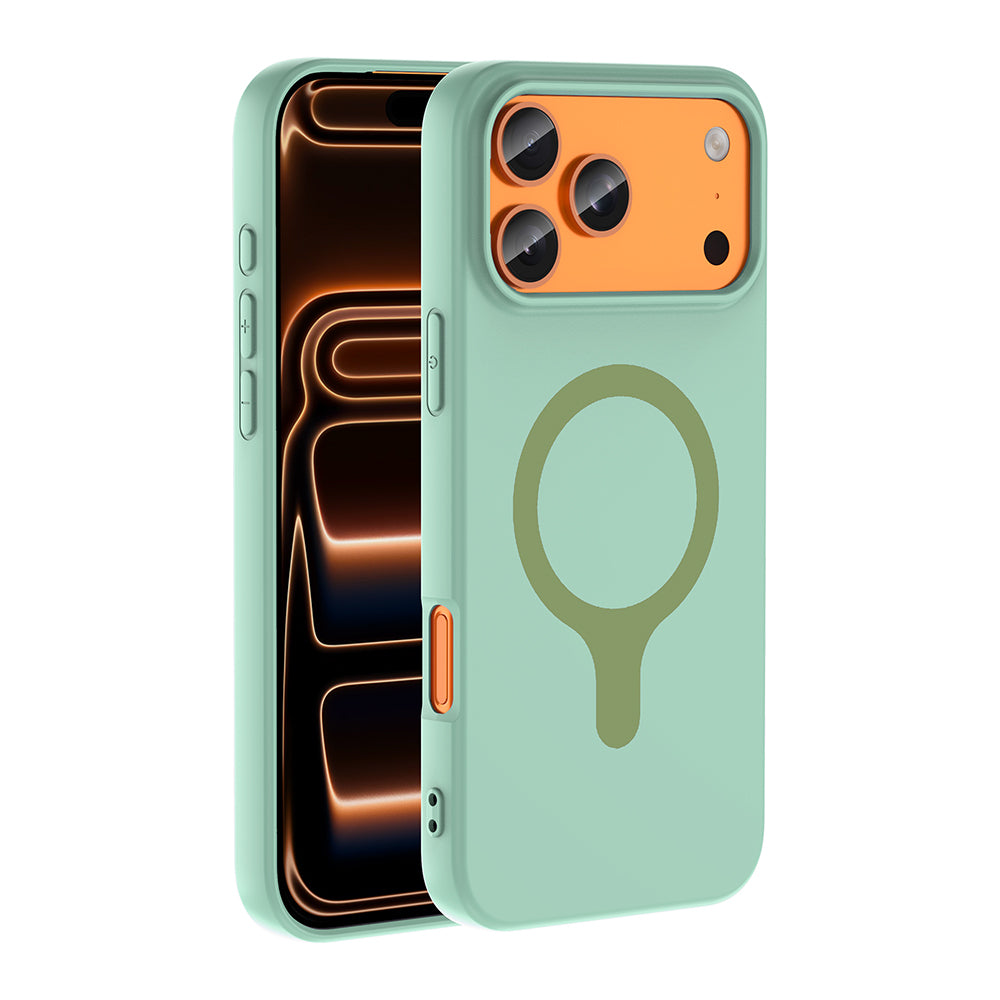 Apple iPhone 18 Pro Max Kılıf M-Safe Şarj Özellikli Zore Aris Silikon Kapak Turkuaz