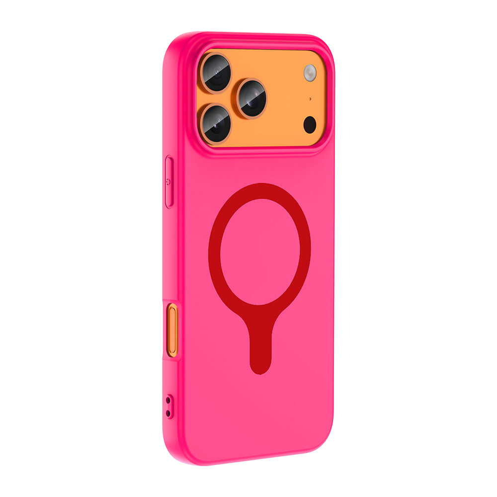 Apple iPhone 18 Pro Max Kılıf M-Safe Şarj Özellikli Zore Aris Silikon Kapak Koyu Pembe