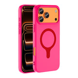 Apple iPhone 18 Pro Max Kılıf M-Safe Şarj Özellikli Zore Aris Silikon Kapak Koyu Pembe