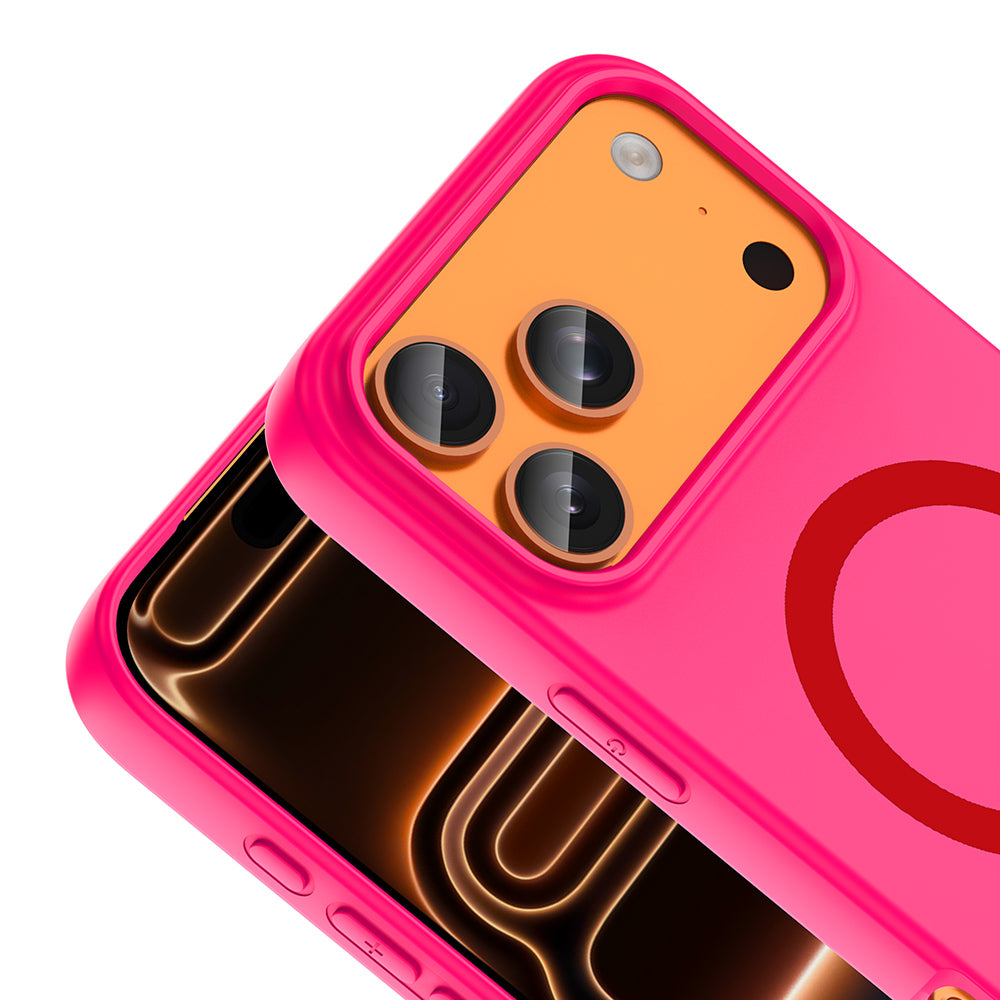 Apple iPhone 18 Pro Max Kılıf M-Safe Şarj Özellikli Zore Aris Silikon Kapak Koyu Pembe