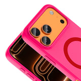 Apple iPhone 18 Pro Max Kılıf M-Safe Şarj Özellikli Zore Aris Silikon Kapak Koyu Pembe