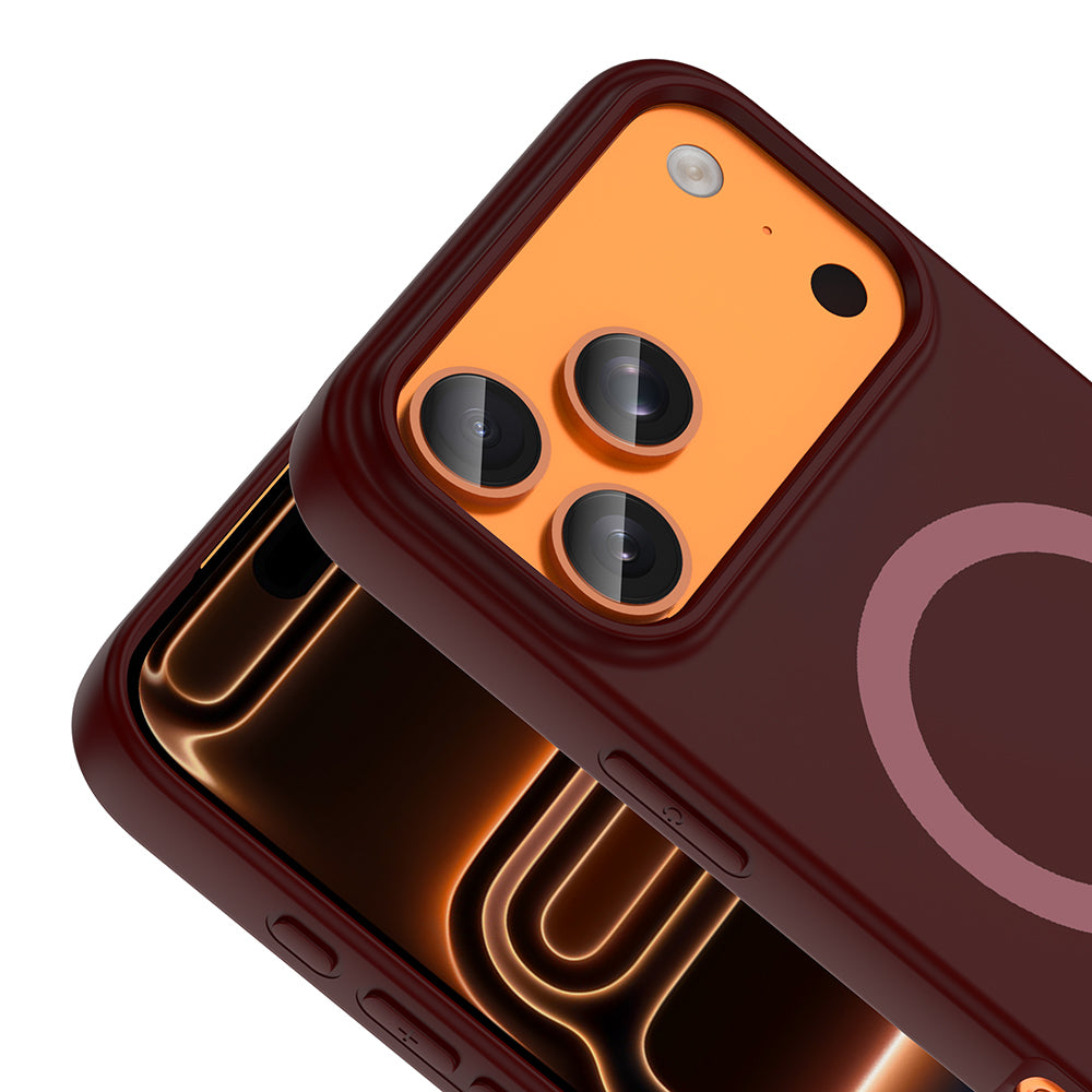 Apple iPhone 18 Pro Max Kılıf M-Safe Şarj Özellikli Zore Aris Silikon Kapak Mürdüm