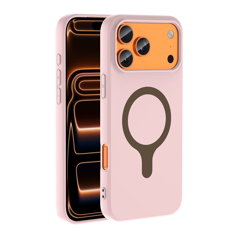 Apple iPhone 18 Pro Max Kılıf M-Safe Şarj Özellikli Zore Aris Silikon Kapak Açık Pembe