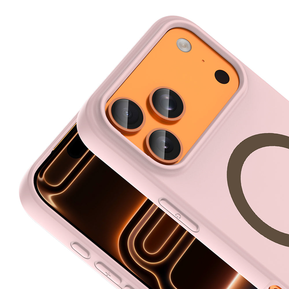 Apple iPhone 18 Pro Max Kılıf M-Safe Şarj Özellikli Zore Aris Silikon Kapak Açık Pembe