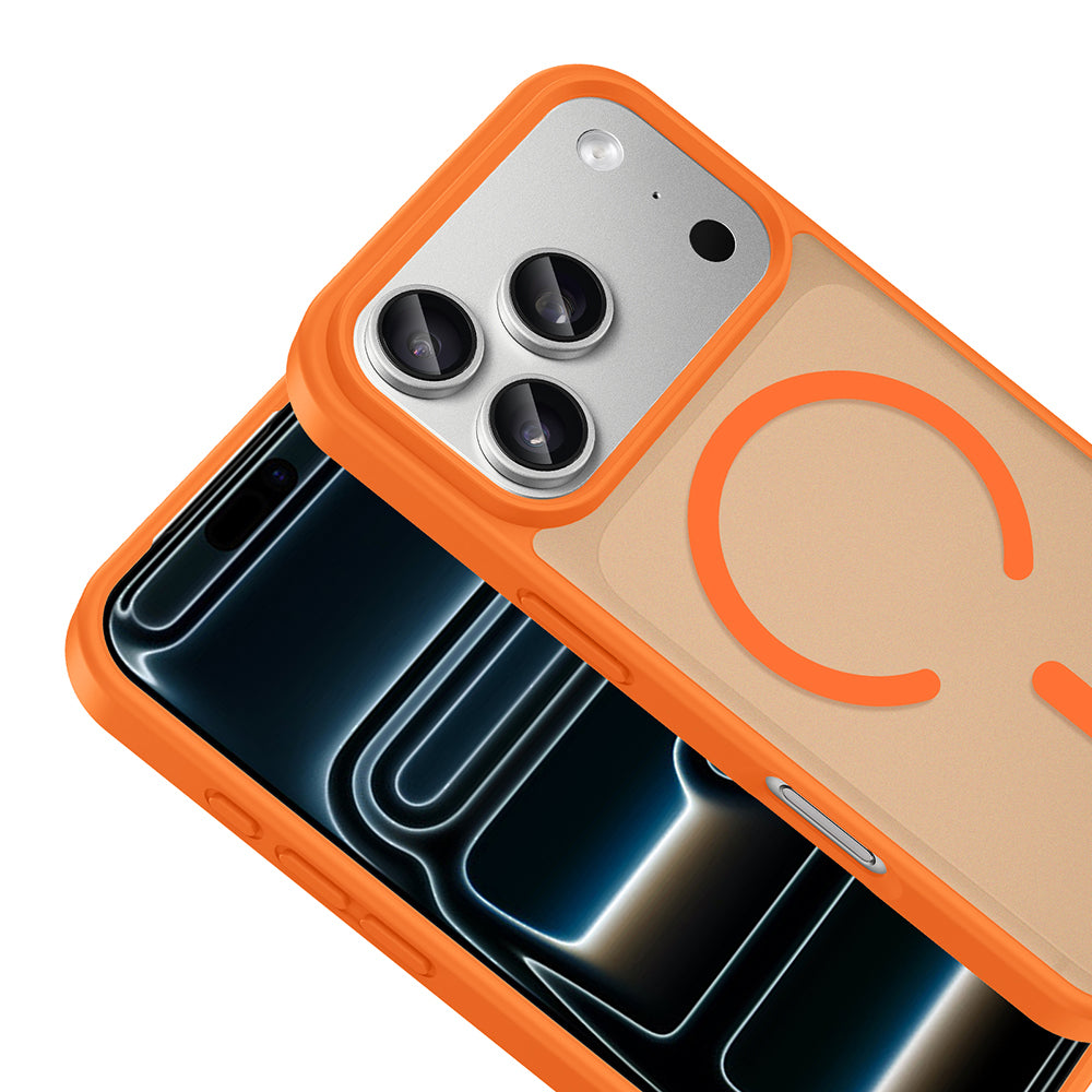 Apple iPhone 18 Pro Max Kılıf M-safe Şarj Özellikli Zore Babet Kapak Turuncu