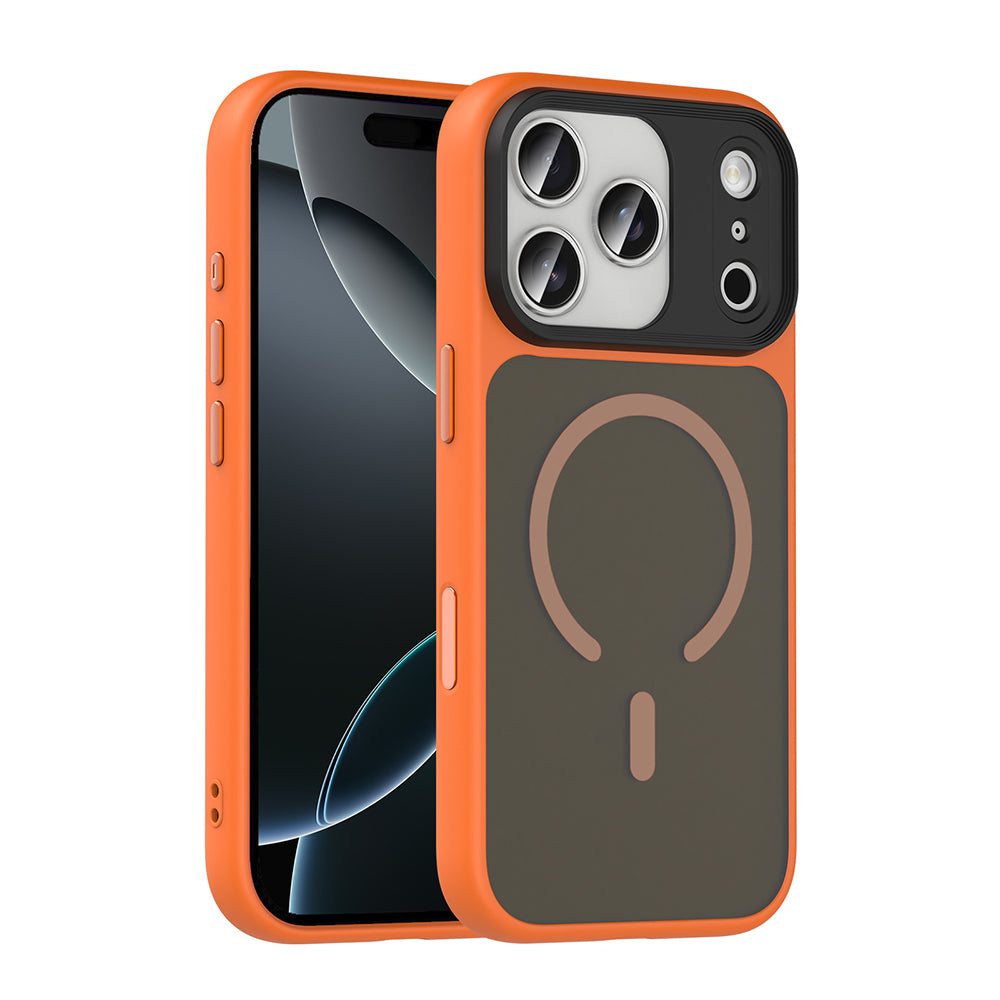 Apple iPhone 18 Pro Max Kılıf Mat Arka Yüzey Wireless Şarj Özellikli Zore Flet M-safe Kapak Siyah