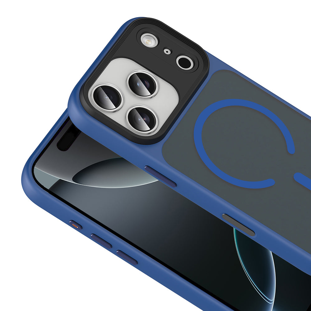 Apple iPhone 18 Pro Max Kılıf Mat Arka Yüzey Wireless Şarj Özellikli Zore Flet M-safe Kapak Gri