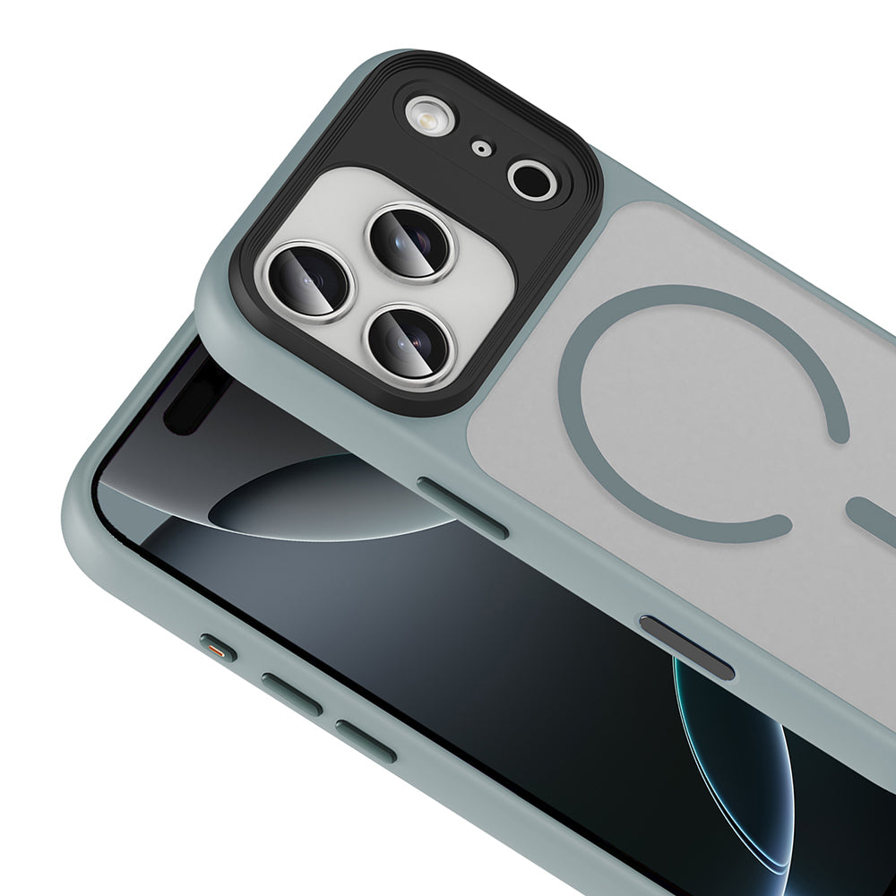 Apple iPhone 18 Pro Max Kılıf Mat Arka Yüzey Wireless Şarj Özellikli Zore Flet M-safe Kapak Lacivert