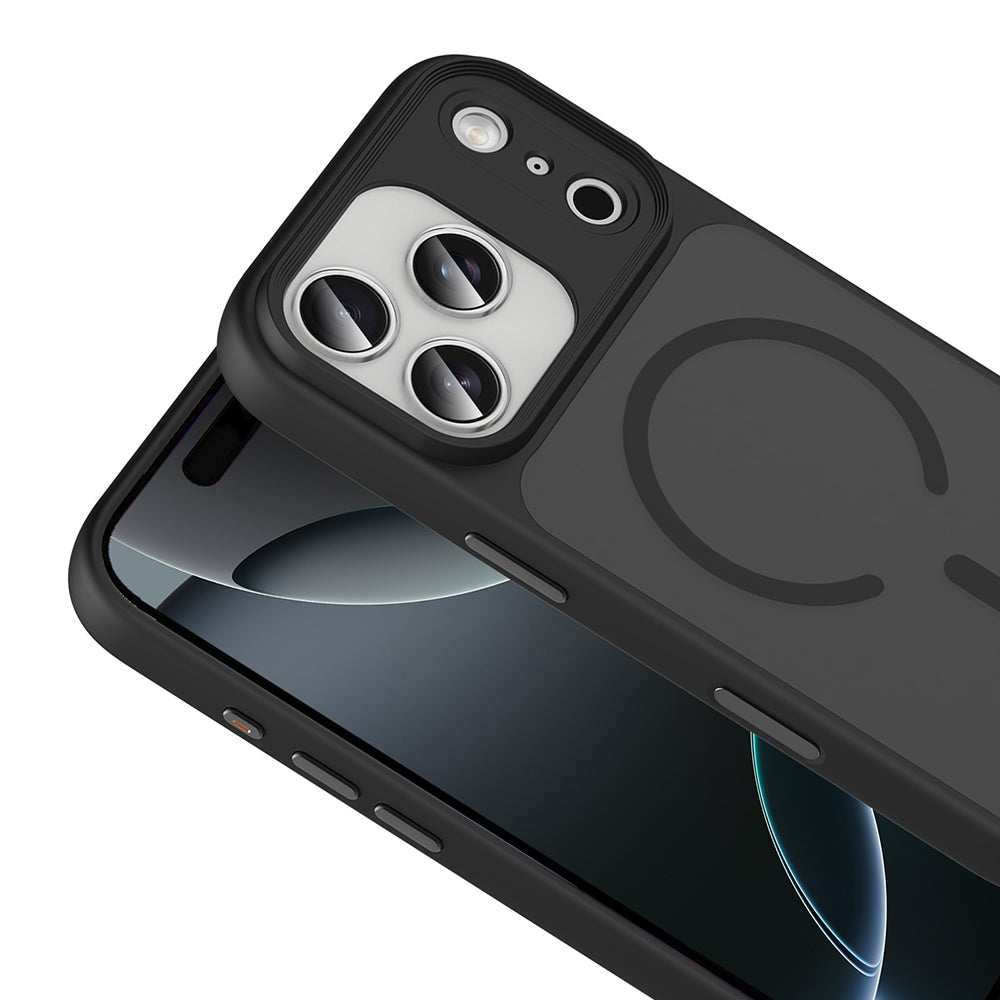 Apple iPhone 18 Pro Max Kılıf Mat Arka Yüzey Wireless Şarj Özellikli Zore Flet M-safe Kapak Turuncu