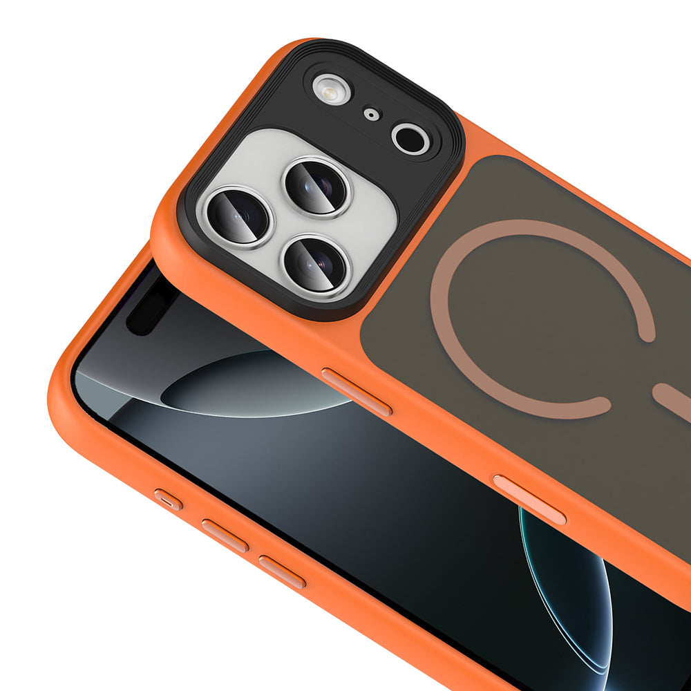 Apple iPhone 18 Pro Max Kılıf Mat Arka Yüzey Wireless Şarj Özellikli Zore Flet M-safe Kapak Lacivert