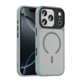 Apple iPhone 18 Pro Max Kılıf Mat Arka Yüzey Wireless Şarj Özellikli Zore Flet M-safe Kapak Gri